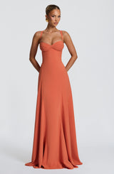 Fioreclo Iriya Maxi Dress in Burnt Orange