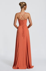 Fioreclo Iriya Maxi Dress in Burnt Orange