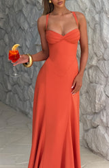 Fioreclo Iriya Maxi Dress in Burnt Orange