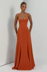 Fioreclo Iriya Maxi Dress in Burnt Orange