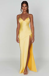 Fioreclo Isabeau Maxi Dress in Lemon