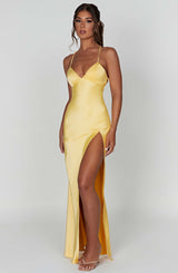 Fioreclo Isabeau Maxi Dress in Lemon