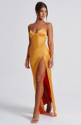 Fioreclo Isabeau Maxi Dress in Tangerine
