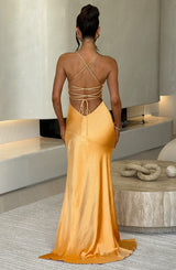 Fioreclo Isabeau Maxi Dress in Tangerine