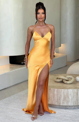 Fioreclo Isabeau Maxi Dress in Tangerine