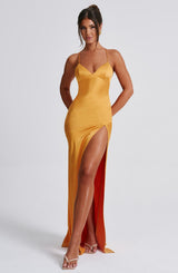 Fioreclo Isabeau Maxi Dress in Tangerine