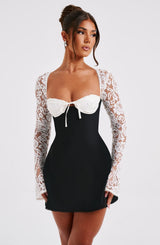Fioreclo Jacinthe Mini Dress in Black/White