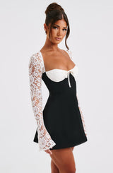 Fioreclo Jacinthe Mini Dress in Black/White