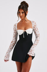 Fioreclo Jacinthe Mini Dress in Black/White