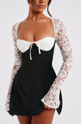Fioreclo Jacinthe Mini Dress in Black/White