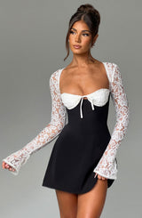 Fioreclo Jacinthe Mini Dress in Black/White