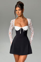 Fioreclo Jacinthe Mini Dress in Black/White