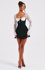 Fioreclo Jacinthe Mini Dress in Black/White