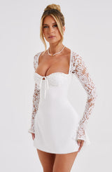 Fioreclo Jacinthe Mini Dress in Ivory