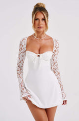 Fioreclo Jacinthe Mini Dress in Ivory