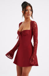 Fioreclo Jacinthe Mini Dress in Red