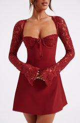 Fioreclo Jacinthe Mini Dress in Red