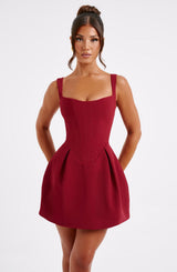 Fioreclo Janelia Mini Dress in Wine