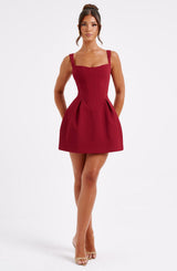 Fioreclo Janelia Mini Dress in Wine