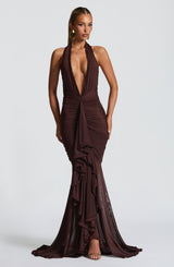 Fioreclo Janesse Maxi Dress in Plum Brown