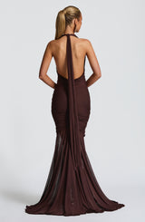 Fioreclo Janesse Maxi Dress in Plum Brown