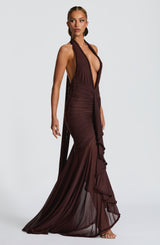 Fioreclo Janesse Maxi Dress in Plum Brown
