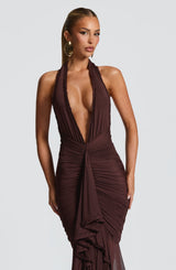 Fioreclo Janesse Maxi Dress in Plum Brown