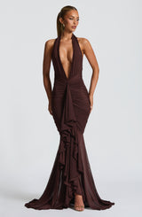 Fioreclo Janesse Maxi Dress in Plum Brown