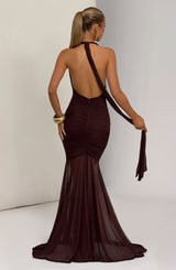 Fioreclo Janesse Maxi Dress in Plum Brown