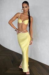 Fioreclo Jasmyra Maxi Skirt in Lemon