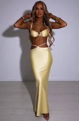 Fioreclo Jasmyra Maxi Skirt in Lemon