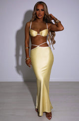 Fioreclo Jasmyra Maxi Skirt in Lemon