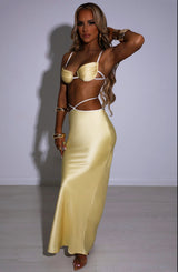 Fioreclo Jasmyra Maxi Skirt in Lemon