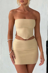 Fioreclo Jazlyn Mini Skirt in Beige