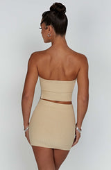 Fioreclo Jazlyn Mini Skirt in Beige