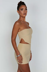 Fioreclo Jazlyn Mini Skirt in Beige