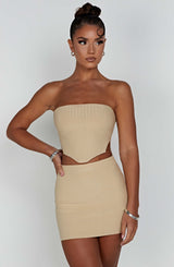 Fioreclo Jazlyn Mini Skirt in Beige