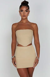 Fioreclo Jazlyn Mini Skirt in Beige