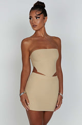 Fioreclo Jazlyn Mini Skirt in Beige