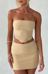 Fioreclo Jazlyn Mini Skirt in Beige