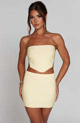 Fioreclo Jazlyn Mini Skirt in Lemon