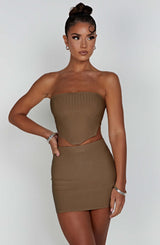 Fioreclo Jazlyn Mini Skirt in Mocha