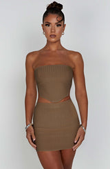 Fioreclo Jazlyn Mini Skirt in Mocha