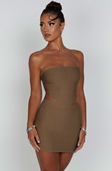 Fioreclo Jazlyn Mini Skirt in Mocha
