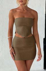 Fioreclo Jazlyn Mini Skirt in Mocha
