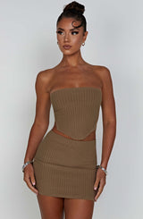 Fioreclo Jazlyn Mini Skirt in Mocha