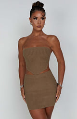 Fioreclo Jazlyn Mini Skirt in Mocha