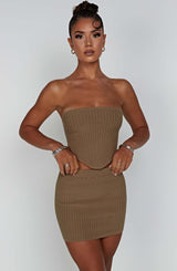 Fioreclo Jazlyn Mini Skirt in Mocha
