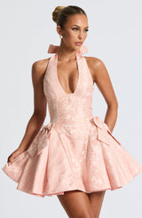 Fioreclo Jocelle Mini Dress in Soft Peach