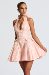 Fioreclo Jocelle Mini Dress in Soft Peach